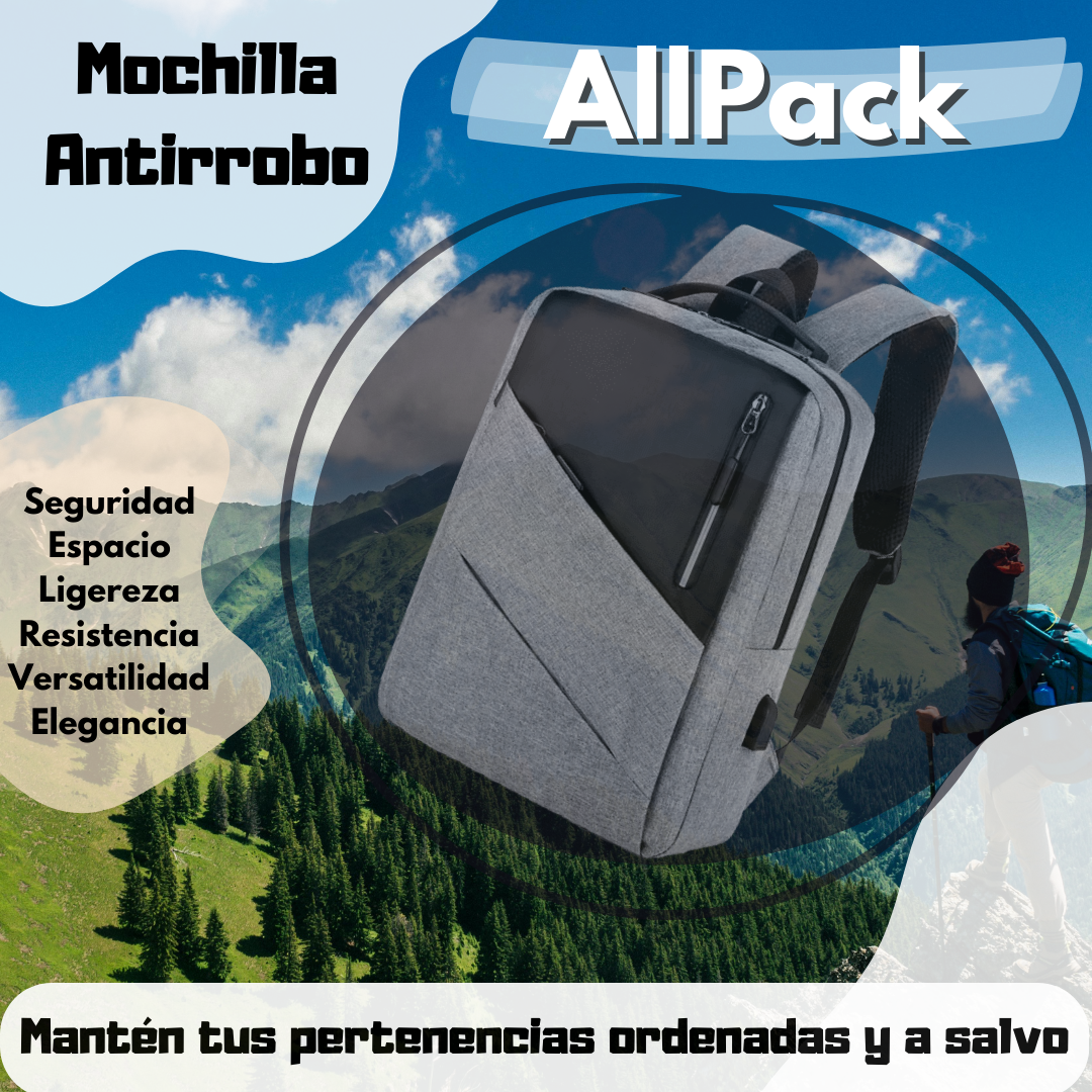 Mochila Antirrobo- AllPack (OFERTA ESPECIAL: ENVÍO GRATIS+50% DESCUENTO)